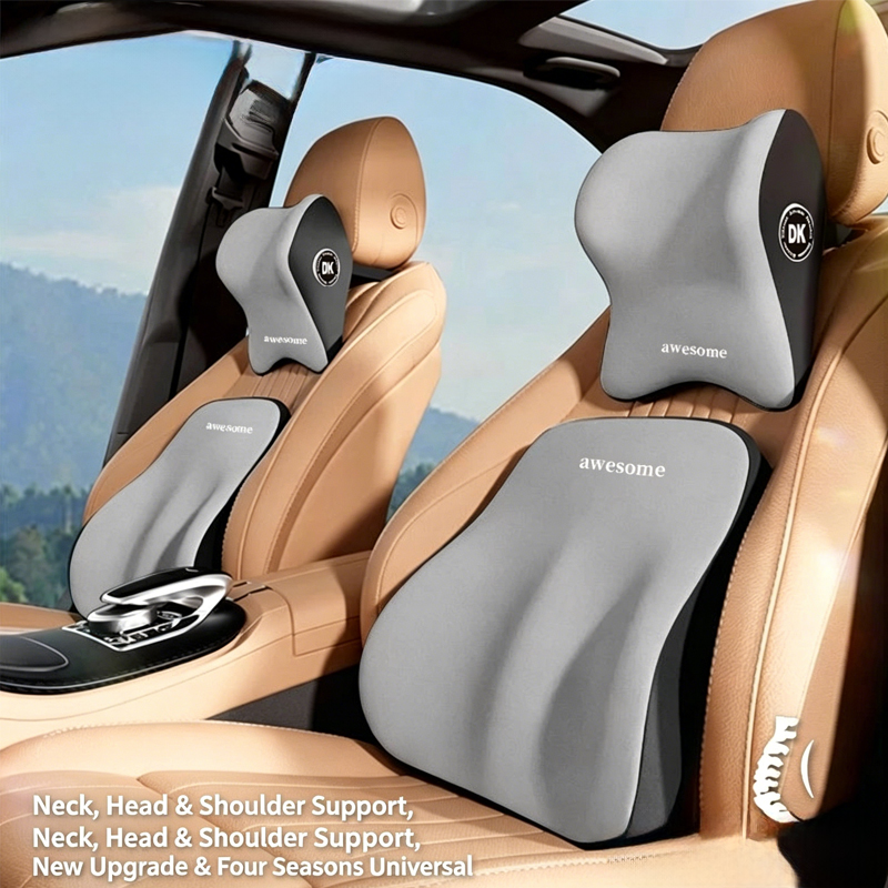 Car Seat Cushion Memory Foam - Car Neck Pillow & Lumbar Support